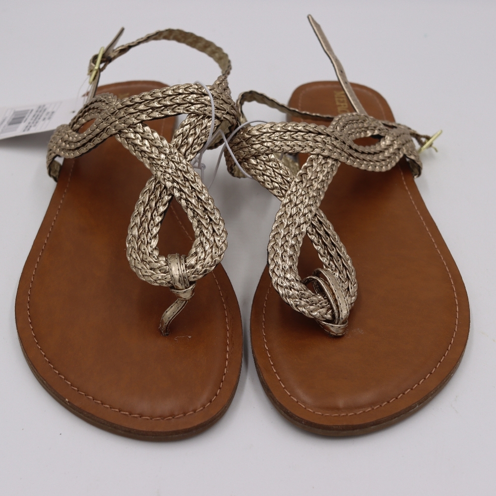 Merona Silver and Brown Metallic Sandals 8.5
